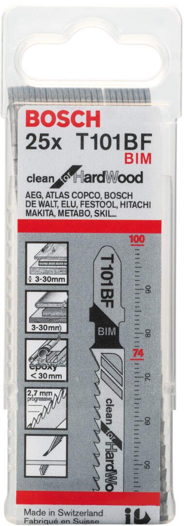 Bosch list ubodne testere T 101 BF Clean for Hard Wood - pakovanje 25 komada - 2608634988 List ubodne testere BOSCH BOSCH-2608634988 Madras doo Beograd