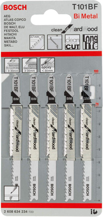 Bosch list ubodne testere T 101 BF Clean for Hard Wood - pakovanje 5 komada - 2608634234 List ubodne testere BOSCH BOSCH-2608634234 Madras doo Beograd