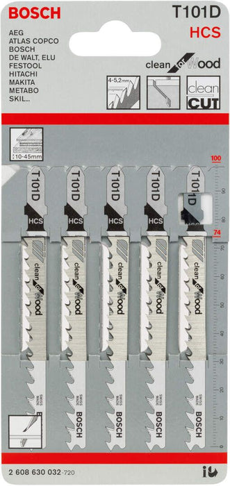 Bosch list ubodne testere T 101 D Clean for Wood - pakovanje 5 komada - 2608630032 List ubodne testere BOSCH BOSCH-2608630032 Madras doo Beograd