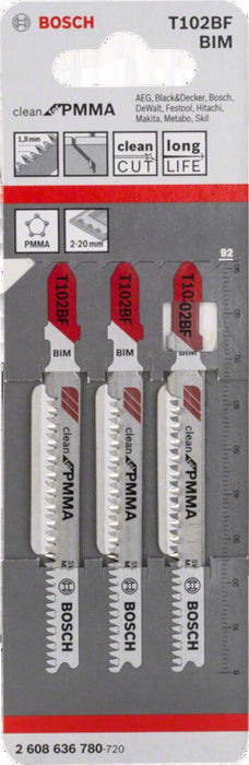 Bosch list ubodne testere T 102 BF Clean for PVC - pakovanje 3 komada - 2608636780 List ubodne testere BOSCH BOSCH-2608636780 Madras doo Beograd