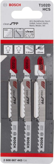 Bosch list ubodne testere T 102 D Clean for PP - pakovanje 3 komada - 2608667443 List ubodne testere BOSCH Madras doo Beograd