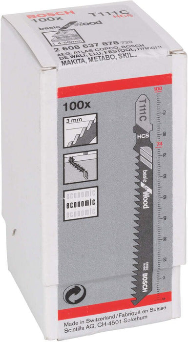 Bosch list ubodne testere T 111 C Basic for Wood - pakovanje 100 komada - 2608637878 List ubodne testere BOSCH BOSCH-2608637878 Madras doo Beograd