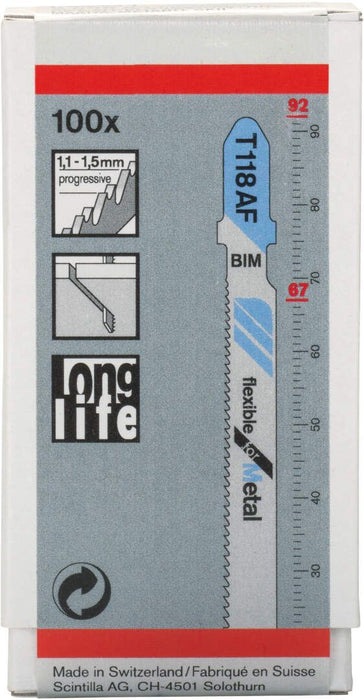 Bosch list ubodne testere T 118 AF Flexible for Metal - pakovanje 100 komada - 2608634774 List ubodne testere BOSCH BOSCH-2608634774 Madras doo Beograd