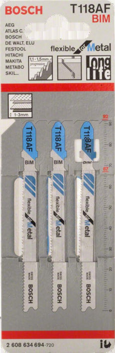 Bosch list ubodne testere T 118 AF Flexible for Metal - pakovanje 3 komada - 2608634694 List ubodne testere BOSCH BOSCH-2608634694 Madras doo Beograd