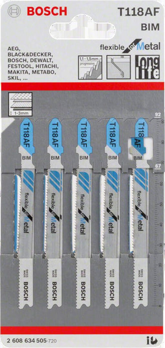 Bosch list ubodne testere T 118 AF Flexible for Metal - pakovanje 5 komada - 2608634505 List ubodne testere BOSCH BOSCH-2608634505 Madras doo Beograd
