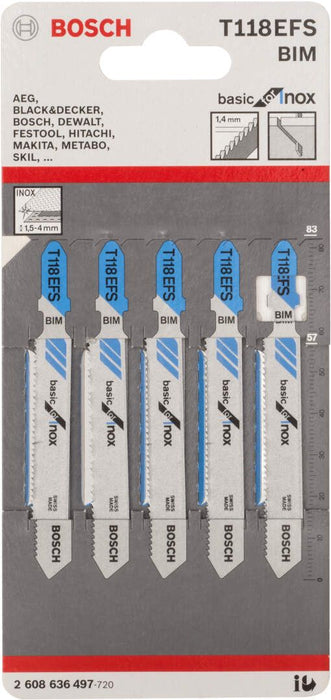 Bosch list ubodne testere T 118 EFS Basic for Inox - pakovanje 5 komada - 2608636497 List ubodne testere BOSCH BOSCH-2608636497 Madras doo Beograd