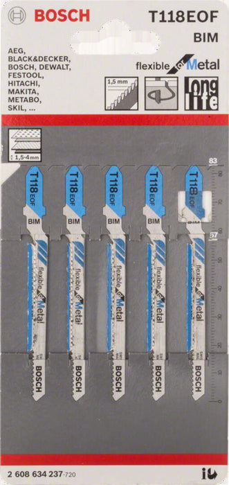 Bosch list ubodne testere T 118 EOF Flexible for Metal - pakovanje 5 komada - 2608634237 List ubodne testere BOSCH BOSCH-2608634237 Madras doo Beograd