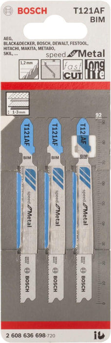 Bosch list ubodne testere T 121 AF Speed for Metal - pakovanje 3 komada - 2608636698 List ubodne testere BOSCH BOSCH-2608636698 Madras doo Beograd