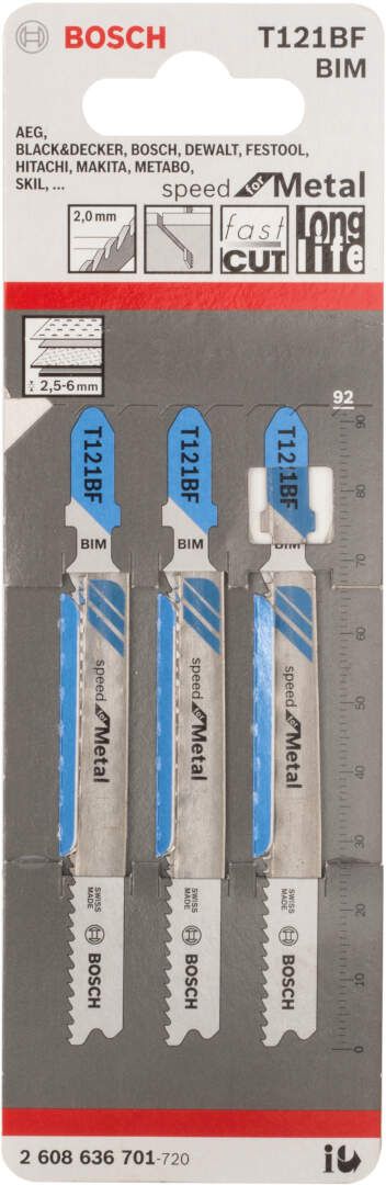 Bosch list ubodne testere T 121 BF Speed for Metal - pakovanje 3 komada - 2608636701 List ubodne testere BOSCH BOSCH-2608636701 Madras doo Beograd