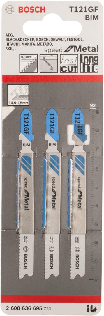 Bosch list ubodne testere T 121 GF Speed for Metal - pakovanje 3 komada - 2608636695 List ubodne testere BOSCH BOSCH-2608636695 Madras doo Beograd