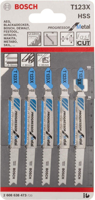 Bosch list ubodne testere T 123 XF Progressor for Metal - pakovanje 5 komada - 2608638473 List ubodne testere BOSCH BOSCH-2608638473 Madras doo Beograd