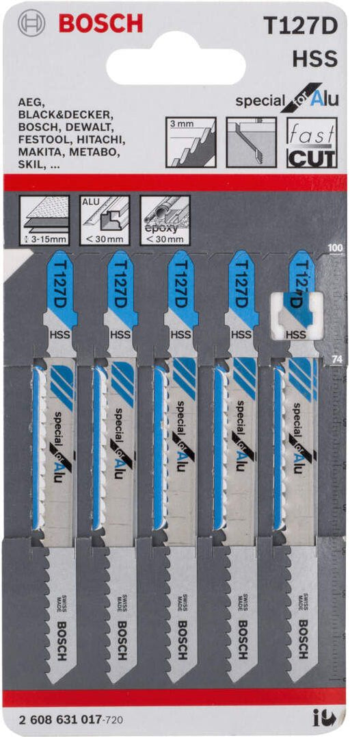 Bosch list ubodne testere T 127 D Special for Alu - pakovanje 5 komada - 2608631017 List ubodne testere BOSCH BOSCH-2608631017 Madras doo Beograd