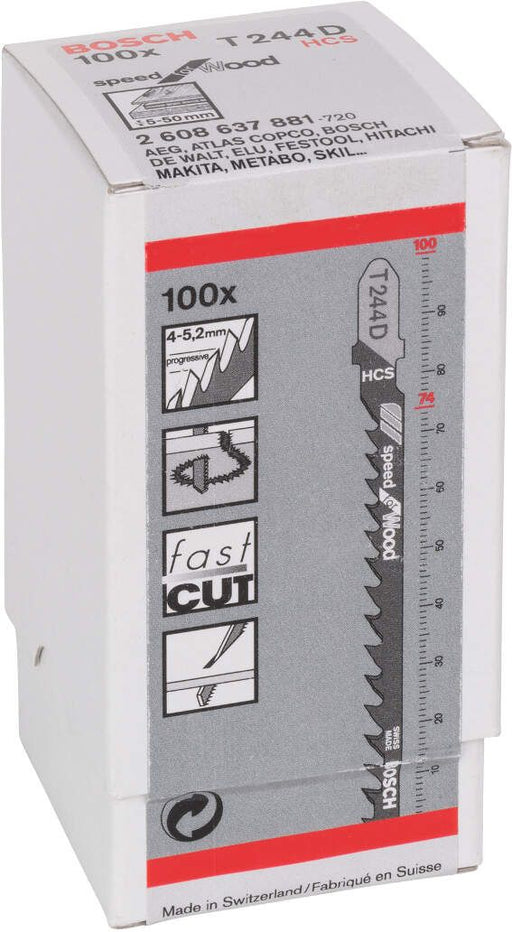 Bosch list ubodne testere T 244 D Speed for Wood - pakovanje 100 komada - 2608637881 List ubodne testere BOSCH BOSCH-2608637881 Madras doo Beograd