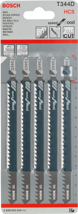 Bosch list ubodne testere T 344 D Speed for Wood - pakovanje 5 komada - 2608633A34 List ubodne testere BOSCH BOSCH-2608633A34 Madras doo Beograd