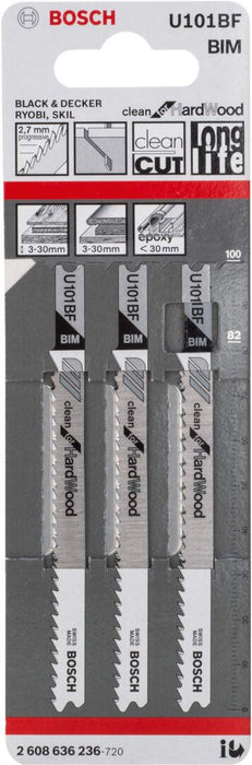 Bosch list ubodne testere U 101 BF Clean for Hard Wood - pakovanje 3 komada - 2608636236 List ubodne testere BOSCH BOSCH-2608636236 Madras doo Beograd