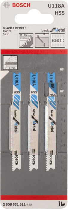 Bosch list ubodne testere U 118 A Basic for Metal - pakovanje 3 komada - 2608631511 List ubodne testere BOSCH BOSCH-2608631511 Madras doo Beograd