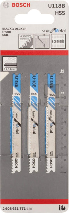 Bosch list ubodne testere U 118 B Basic for Metal - pakovanje 3 komada - 2608631771 List ubodne testere BOSCH BOSCH-2608631771 Madras doo Beograd