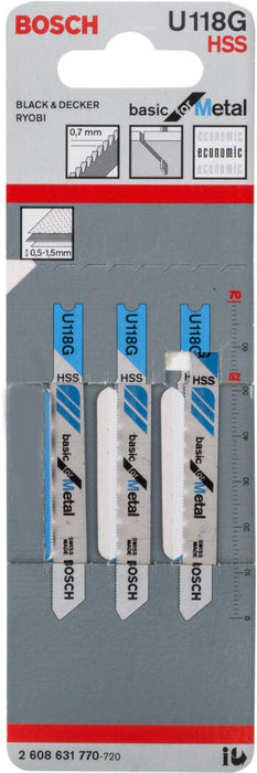 Bosch list ubodne testere U 118 G Basic for Metal - pakovanje 3 komada - 2608631770 List ubodne testere BOSCH Madras doo Beograd