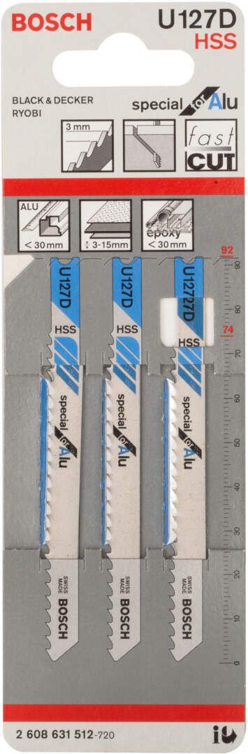 Bosch list ubodne testere U 127 D Special for Alu - pakovanje 3 komada - 2608631512 List ubodne testere BOSCH BOSCH-2608631512 Madras doo Beograd