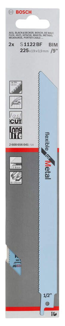 Bosch list univerzalne testere S 1122 BF Flexible for Metal - pakovanje 2 komada - 2608656041 List univerzalne testere BOSCH BOSCH-2608656041 Madras doo Beograd