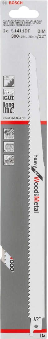 Bosch list univerzalne testere S 1411 DF Heavy for Wood and Metal - pakovanje 2 komada - 2608654834 List univerzalne testere BOSCH BOSCH-2608654834 Madras doo Beograd