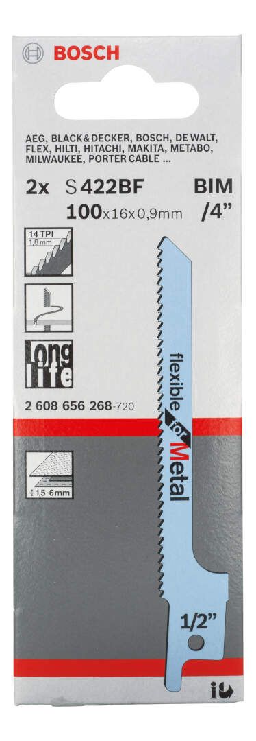 Bosch list univerzalne testere S 422 BF Flexible for Metal - pakovanje 2 komada - 2608656268 List univerzalne testere BOSCH BOSCH-2608656268 Madras doo Beograd