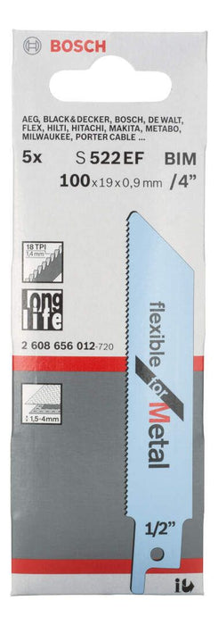 Bosch list univerzalne testere S 522 EF Flexible for Metal - pakovanje 5 komada - 2608656012 List univerzalne testere BOSCH Madras doo Beograd