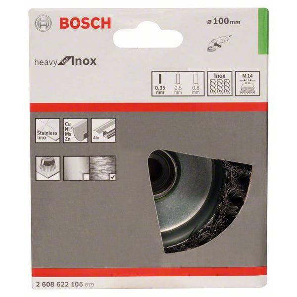 Bosch lončasta četka, nerđajuća 100 mm, 0,35 mm, M14 - 2608622105 Lončasta četka BOSCH BOSCH-2608622105 Madras doo Beograd