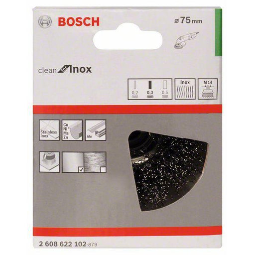 Bosch lončasta četka, nerđajuća 75 mm, 0,3 mm, M14 - 2608622102 Lončasta četka BOSCH BOSCH-2608622102 Madras doo Beograd