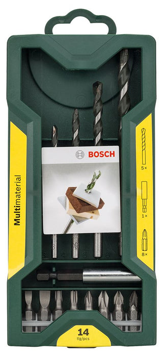 Bosch Mini-X-Line Multi Material 14-delni set burgija za razne materijale i Extra Hard nastavaka za odvrtače - Promoline (2607017572) Set burgija BOSCH Madras doo Beograd