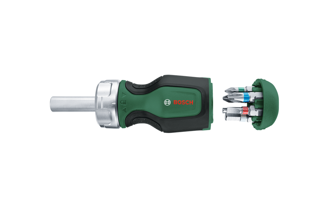 BOSCH Odvrtač za ispupčene zupčanike + 6 bitova - Odvrtač Stubby Bit Ratchet Screwdriver + (1600A032UY) Madras doo Beograd Madras doo Beograd