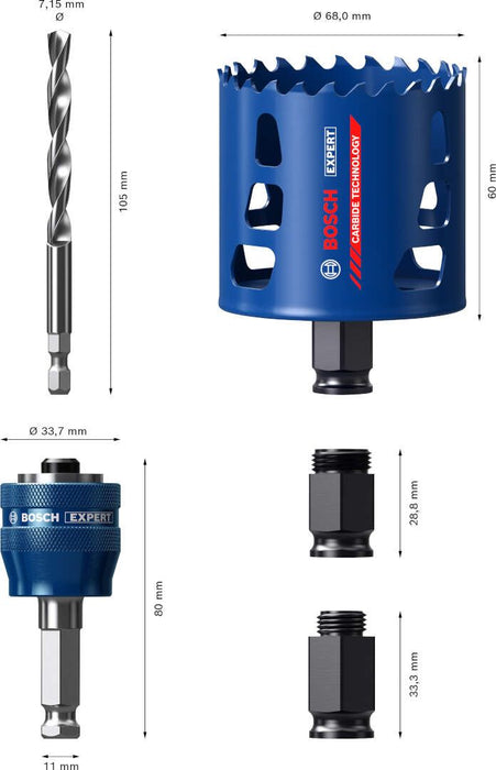Bosch Početni komplet EXPERT Tough Material testera za otvore 51 x 60 mm - 2608900449 Set testera za otvore BOSCH Madras doo Beograd