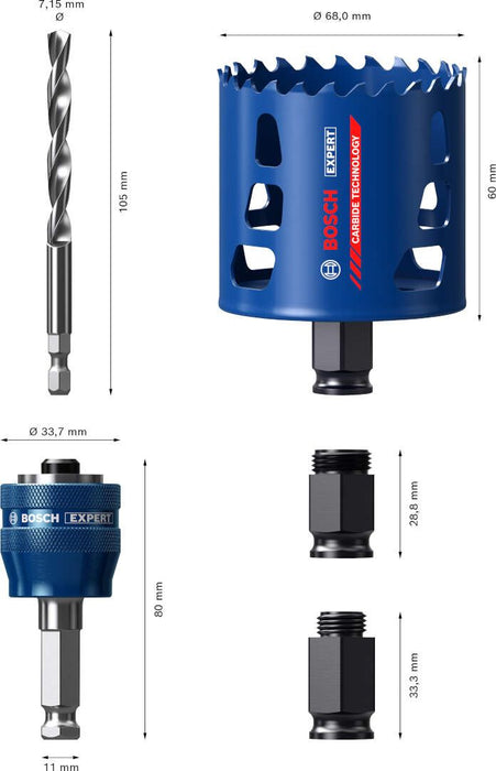 Bosch Početni komplet EXPERT Tough Material testera za otvore 68 x 60 mm - 2608900450 Set testera za otvore BOSCH Madras doo Beograd