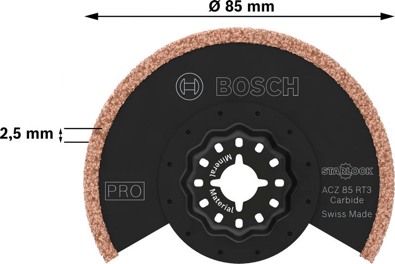 BOSCH PRO ACZ 85 RT3 list testere za višenamenski alat, 85×2,5 mm - Segment lista testere RB - 1ER ACZ85 RT3 (2608669120) Madras doo Beograd Madras doo Beograd