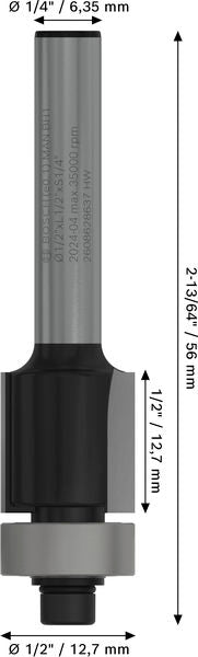 BOSCH PRO glodalo za glodanje u ravni sa ležajevima na dnu, Ø 1/2"×L 1/2", prihvat 1/4" - Glodala za glod.uz površi 6,35x12,7x56 (2608628637) Madras doo Beograd Madras doo Beograd