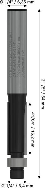 BOSCH PRO glodalo za glodanje u ravni sa ležajevima na dnu, Ø 1/4″×L 21/32″, prihvat 1/4″ - Glodala za glod.uz površi 6,35x6,35x54 (2608628635) Madras doo Beograd Madras doo Beograd