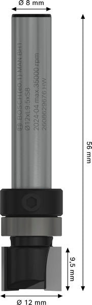 BOSCH PRO glodalo za glodanje u ravni sa ležajevima na vrhu, Ø 12,7×L 9,5, prihvat 8 mm - Glodala za glod.uz površi Pattern bit (2608629676) Madras doo Beograd Madras doo Beograd
