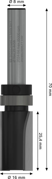 BOSCH PRO glodalo za glodanje u ravni sa ležajevima na vrhu, Ø 16×L 25,4, prihvat 8 mm - Glodala za glod.uz površi Pattern bit (2608629677) Madras doo Beograd Madras doo Beograd