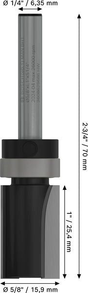 BOSCH PRO glodalo za glodanje u ravni sa ležajevima na vrhu, Ø 5/8×L 1", prihvat 1/4" - Glodala za glod.uz površi Pattern bit (2608629686) Madras doo Beograd Madras doo Beograd