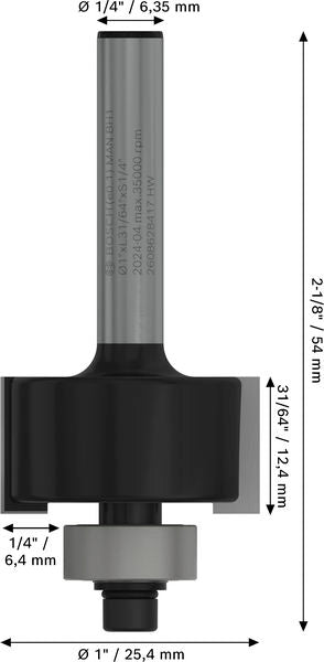 BOSCH PRO glodalo za pregibe, 1/4″, prihvat 1/4″ - Glodalo za žljebove 6,35x25,4x54 (2608628417) Madras doo Beograd Madras doo Beograd