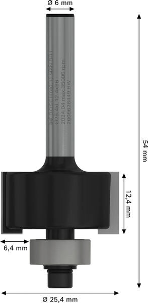 BOSCH PRO glodalo za pregibe, 6,4 mm, prihvat 6 mm - Glodalo za žljebove 6x25,4x54 (2608628449) Madras doo Beograd Madras doo Beograd