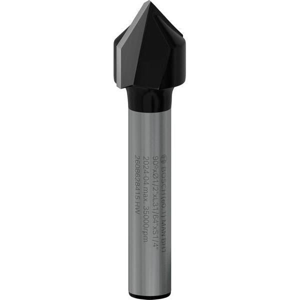 BOSCH PRO glodalo za V-kanale, 90°×Ø 1/2", prihvat 1/4" - V-glodalo za žljebove 6,35x12,7x45 (2608628415) Madras doo Beograd Madras doo Beograd
