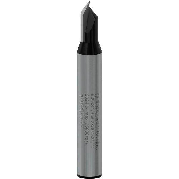 BOSCH PRO glodalo za V-kanale, 90°×Ø 1/4", prihvat 1/4" - V-glodalo za žljebove 6,35x6,3x45 (2608628630) Madras doo Beograd Madras doo Beograd