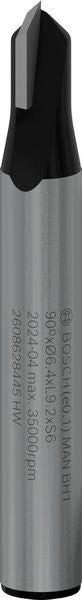 BOSCH PRO glodalo za V-kanale, 90°×Ø 6,4, prihvat 6 mm - V-glodalo za žljebove 6x6,35x48 (2608628445) Madras doo Beograd Madras doo Beograd