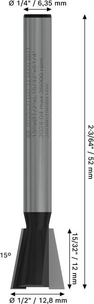 BOSCH PRO glodalo za zupčaste žlebove, 15°, prihvat 1/4″ - Glodalo za ivice Dovetail Bit (2608629689) Madras doo Beograd Madras doo Beograd