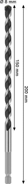 BOSCH PRO HEX-5 Drill Bit, 8×150×200 mm - Burgija HEX-5 8x200 (2608706986) Power Tools BOSCH Madras doo Beograd