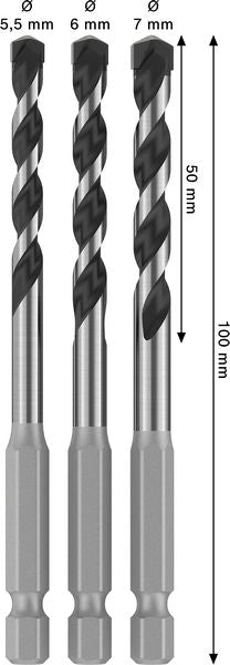 BOSCH PRO HEX-5 set burgija, 5,5×100, 6×100, 7×100 mm, 3 kom. - Burgija HEX-5 3pc Set 5.5-7 (2608707006) Power Tools BOSCH Madras doo Beograd