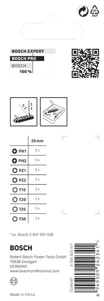 BOSCH PRO Impact set nastavaka za odvrtač, PH1; PH2; PZ1; PZ2; T15; T20; T25; T30, 25 mm, 8 kom. - Komplet umetaka uvrtača PRO Impact Set (2608521U61) Madras doo Beograd Madras doo Beograd