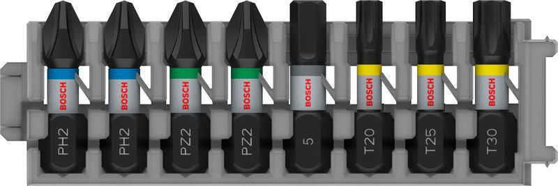 BOSCH PRO Impact set nastavaka za odvrtač, PH2 (×2); PZ2 (×2); H5; T20; T25; T30, 25 mm, 8 kom. - Komplet umetaka uvrtača PRO Impact Set (2608521U62) Madras doo Beograd Madras doo Beograd