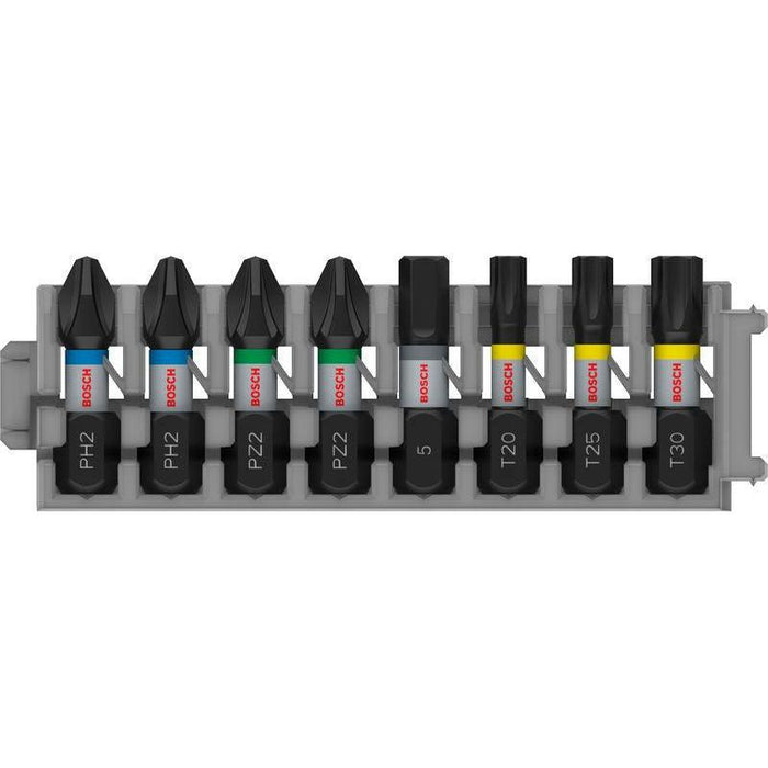 BOSCH PRO Impact set nastavaka za odvrtač, PH2 (×2); PZ2 (×2); H5; T20; T25; T30, 25 mm, 8 kom. - Komplet umetaka uvrtača PRO Impact Set (2608521U62) Madras doo Beograd Madras doo Beograd